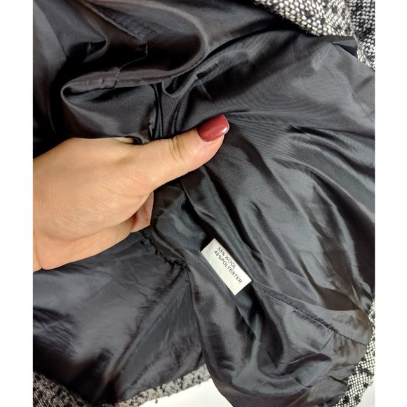 JAUNE ROUGE Black & White Nubby Tweed Snap Coat with Lace Trim Size M - Picture 7 of 7